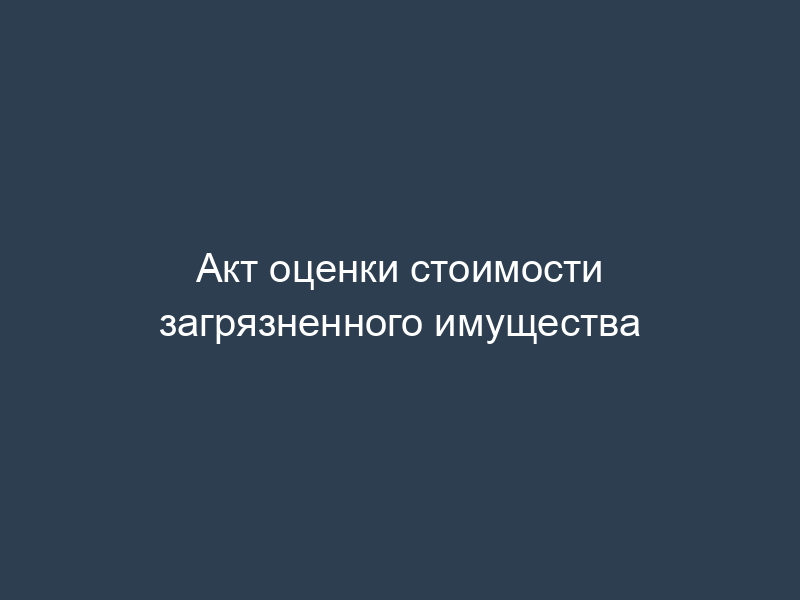 Акт оценки стоимости загрязненного имущества