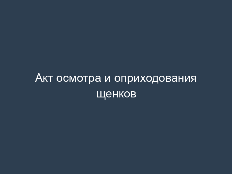 Акт осмотра и оприходования щенков