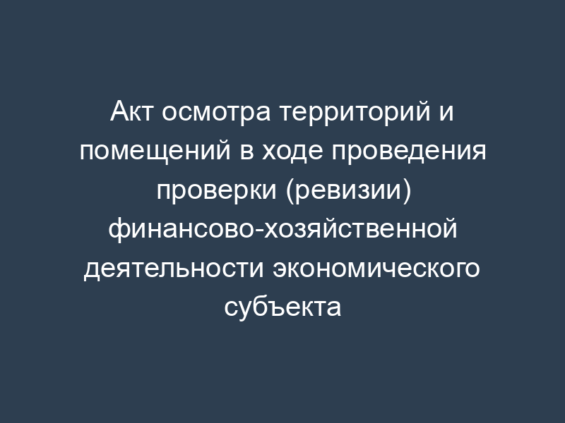 Акт осмотра территорий и помещений в ходе проведения проверки (ревизии) финансово-хозяйственной деятельности экономического субъекта