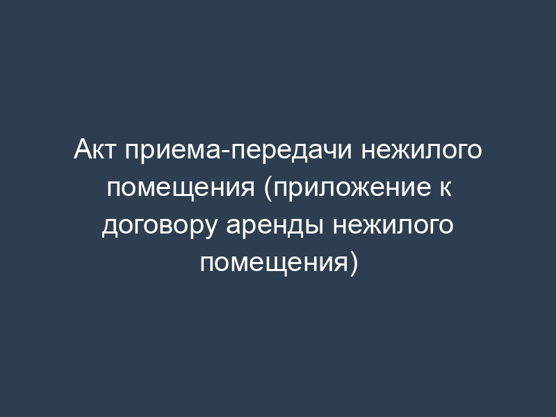 Акт приема-передачи нежилого помещения (приложение к договору аренды нежилого помещения)