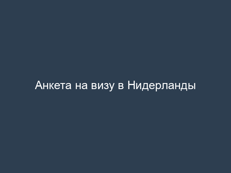 Анкета на визу в Нидерланды