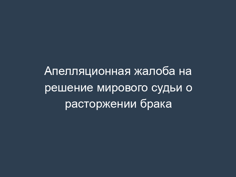 Апелляционная жалоба на решение мирового судьи о расторжении брака