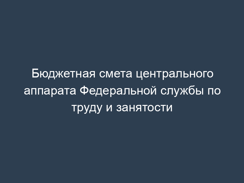 Бюджетная смета центрального аппарата Федеральной службы по труду и занятости