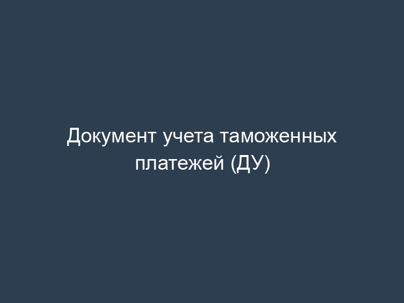 Документ учета таможенных платежей (ДУ)