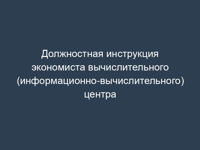 Должностная инструкция экономиста вычислительного (информационно-вычислительного) центра