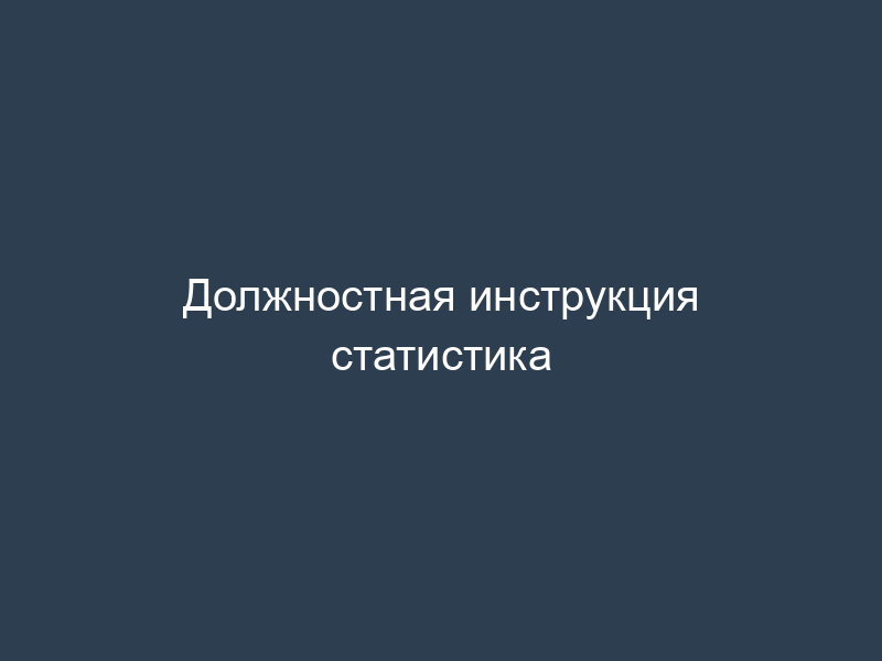 Должностная инструкция статистика