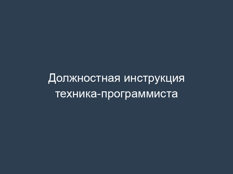 Должностная инструкция техника-программиста