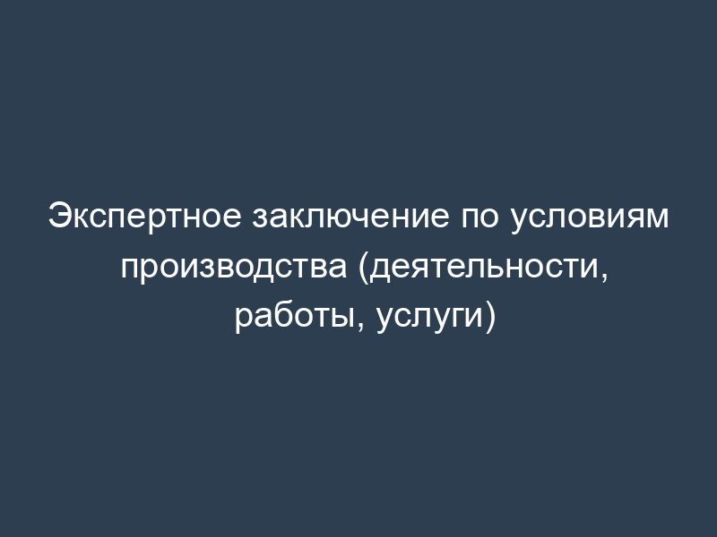 Экспертное заключение по условиям производства (деятельности, работы, услуги)