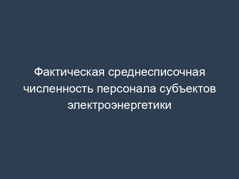 Фактическая среднесписочная численность персонала субъектов электроэнергетики