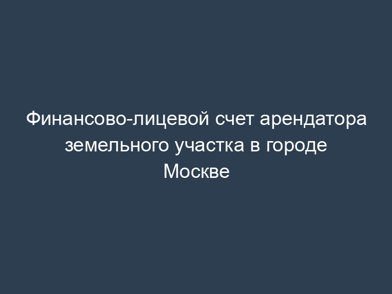Финансово-лицевой счет арендатора земельного участка в городе Москве