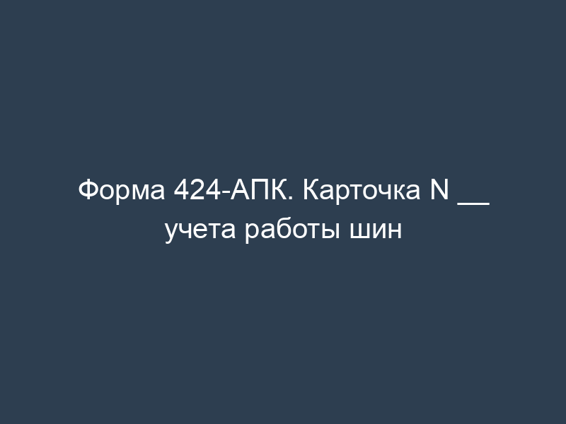 Форма 424-АПК. Карточка N __ учета работы шин
