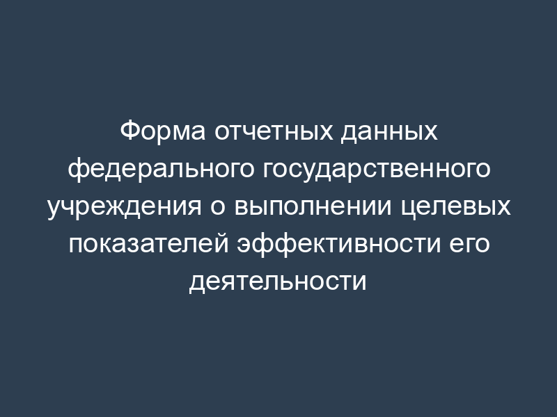 Форма отчетных данных федерального государственного учреждения о выполнении целевых показателей эффективности его деятельности