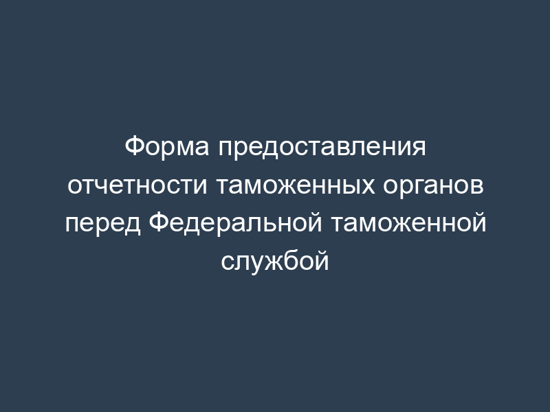 Форма предоставления отчетности таможенных органов перед Федеральной таможенной службой