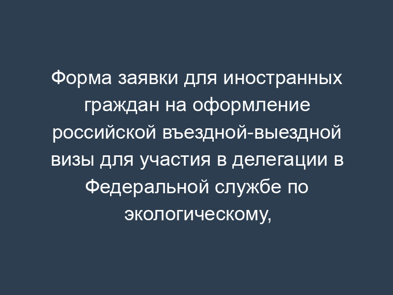 Форма заявки для иностранных граждан на оформление российской въездной-выездной визы для участия в делегации в Федеральной службе по экологическому, технологическому и атомному надзору (англ.)