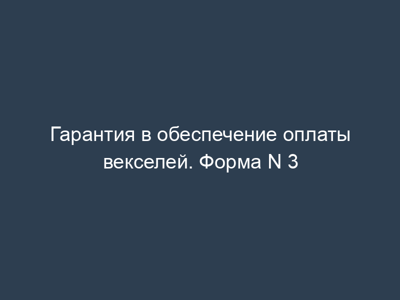 Гарантия в обеспечение оплаты векселей. Форма N 3