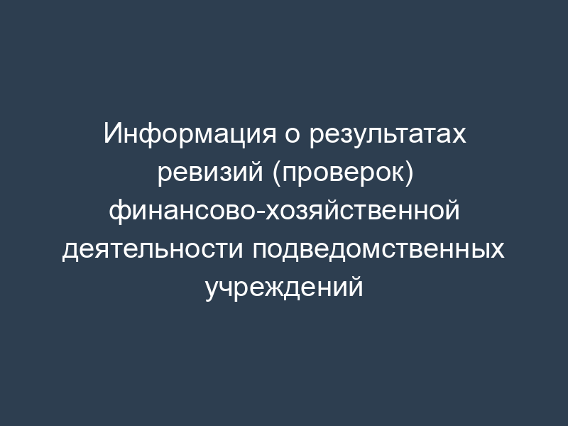 Информация о результатах ревизий (проверок) финансово-хозяйственной деятельности подведомственных учреждений