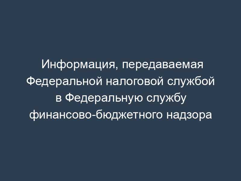 Информация, передаваемая Федеральной налоговой службой в Федеральную службу финансово-бюджетного надзора