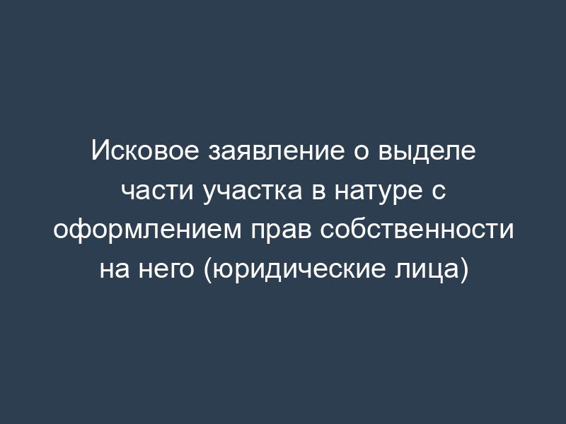 Исковое заявление о выделе части участка в натуре с оформлением прав собственности на него (юридические лица)