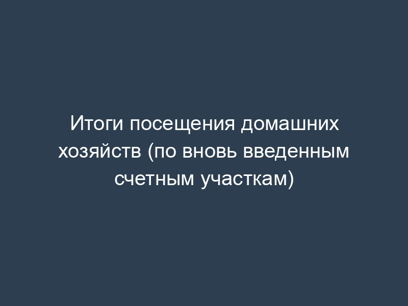Итоги посещения домашних хозяйств (по вновь введенным счетным участкам)