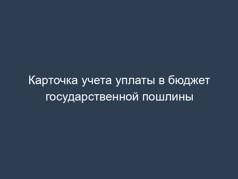 Карточка учета уплаты в бюджет государственной пошлины