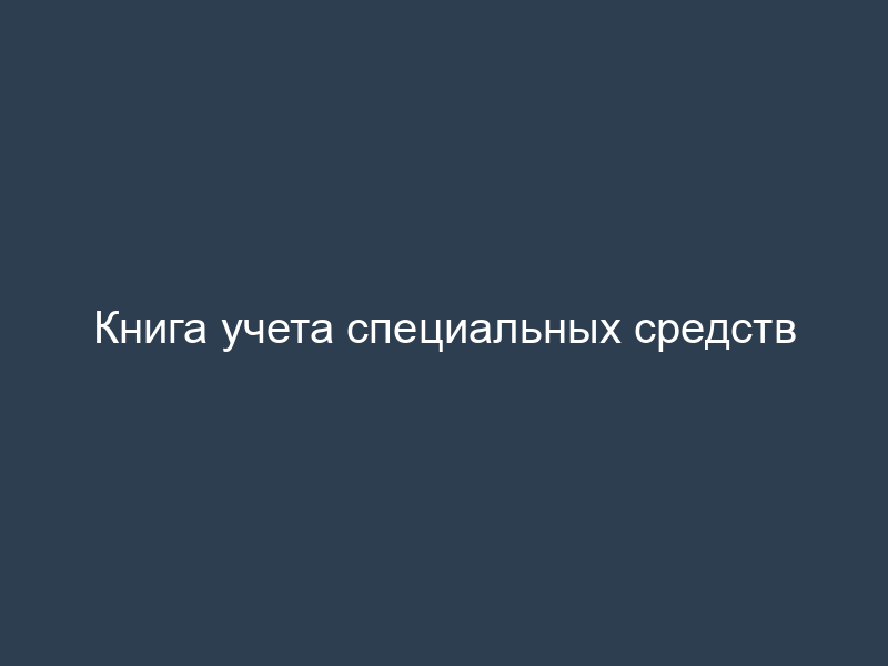 Книга учета специальных средств