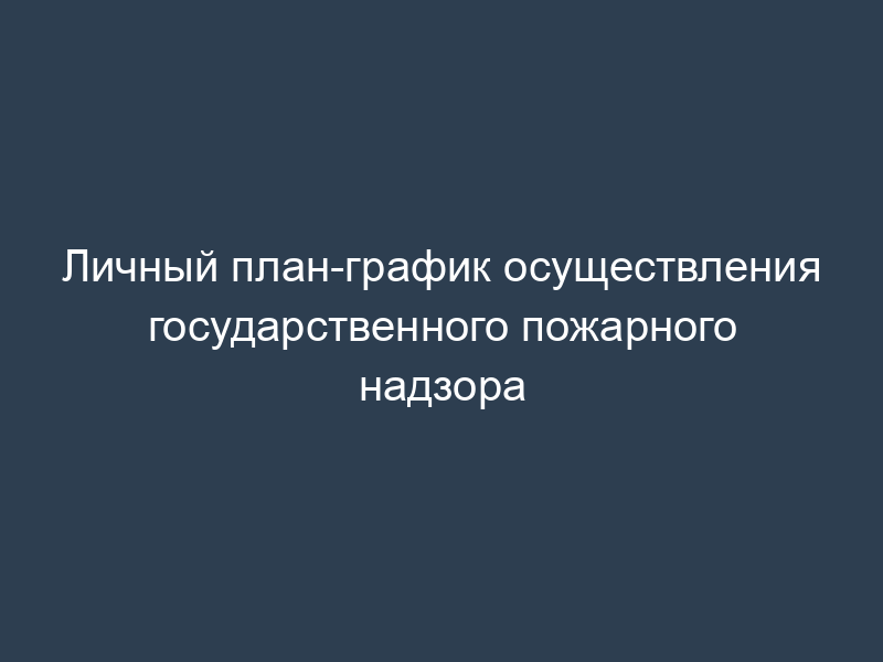 Личный план-график осуществления государственного пожарного надзора