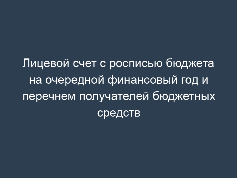 Лицевой счет с росписью бюджета на очередной финансовый год и перечнем получателей бюджетных средств