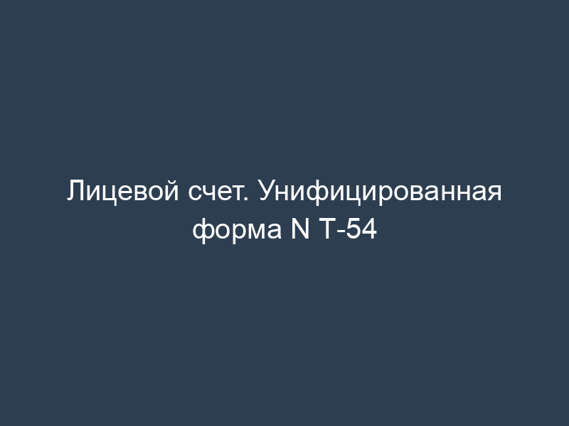 Лицевой счет. Унифицированная форма N Т-54