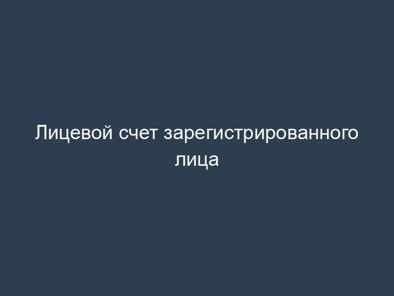 Лицевой счет зарегистрированного лица