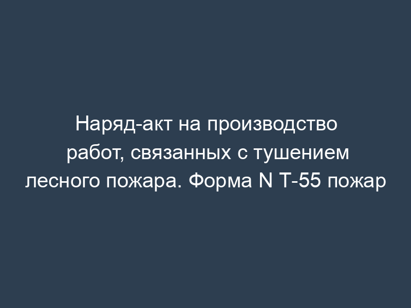 Наряд-акт на производство работ, связанных с тушением лесного пожара. Форма N Т-55 пожар
