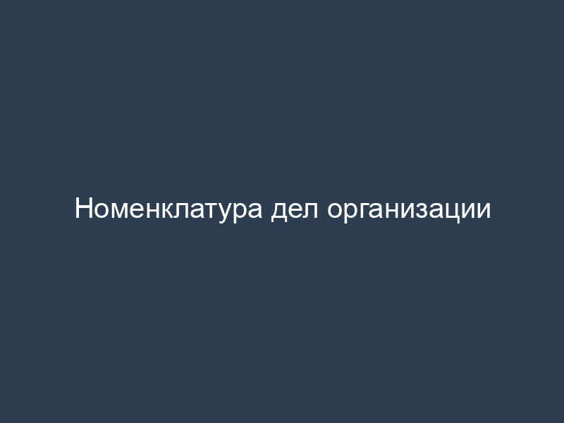 Номенклатура дел организации