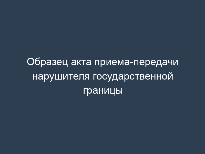 Образец акта приема-передачи нарушителя государственной границы