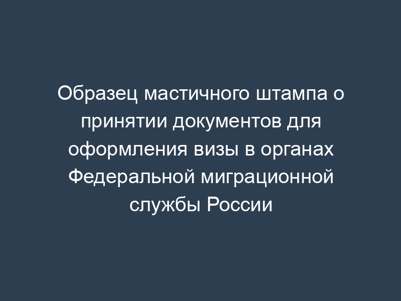 Образец мастичного штампа о принятии документов для оформления визы в органах Федеральной миграционной службы России