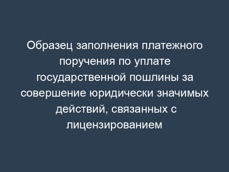 Образец заполнения платежного поручения по уплате государственной пошлины за совершение юридически значимых действий, связанных с лицензированием образовательной деятельности