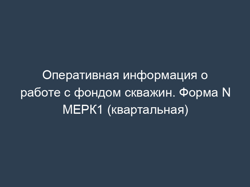Оперативная информация о работе с фондом скважин. Форма N МЕРК1 (квартальная)