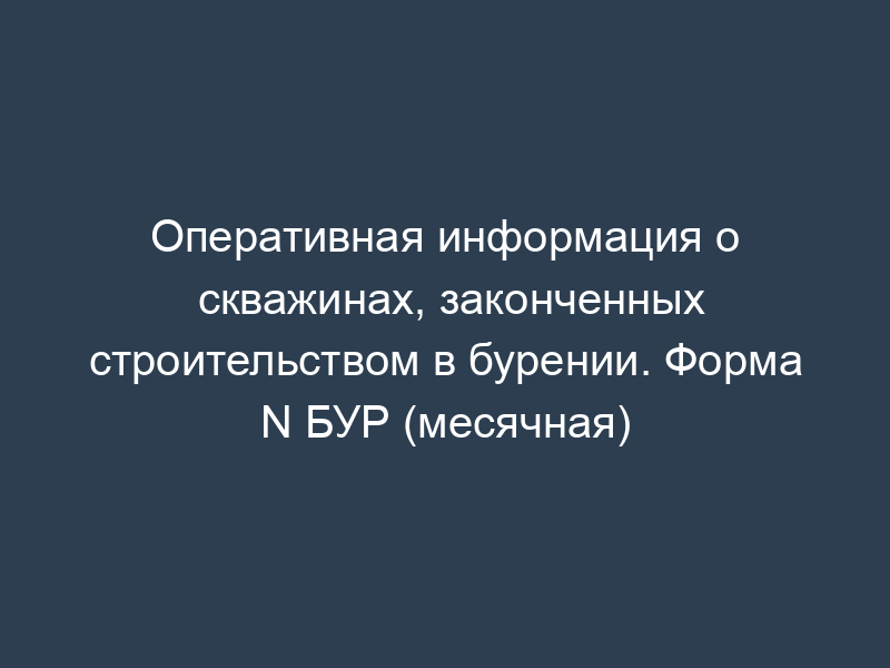 Оперативная информация о скважинах, законченных строительством в бурении. Форма N БУР (месячная)