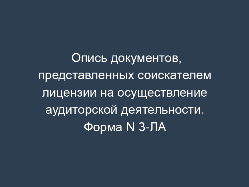 Опись документов, представленных соискателем лицензии на осуществление аудиторской деятельности. Форма N 3-ЛА