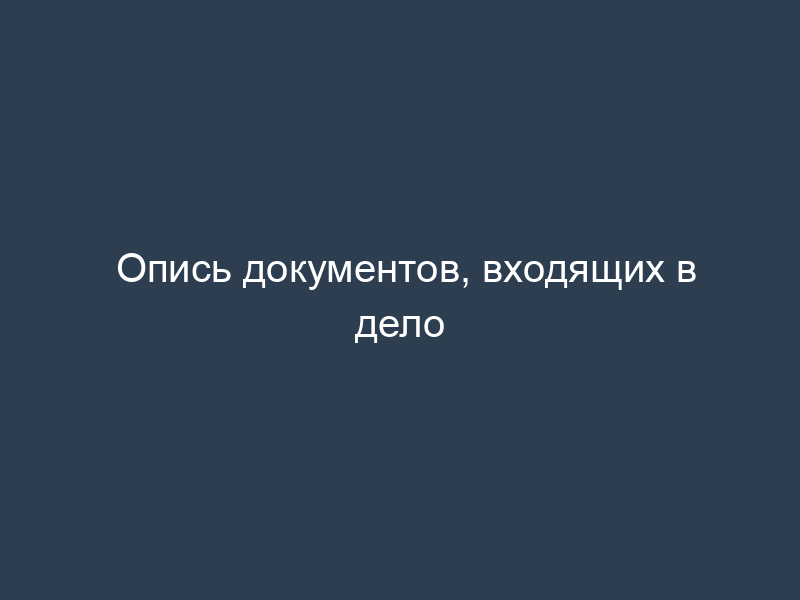 Опись документов, входящих в дело