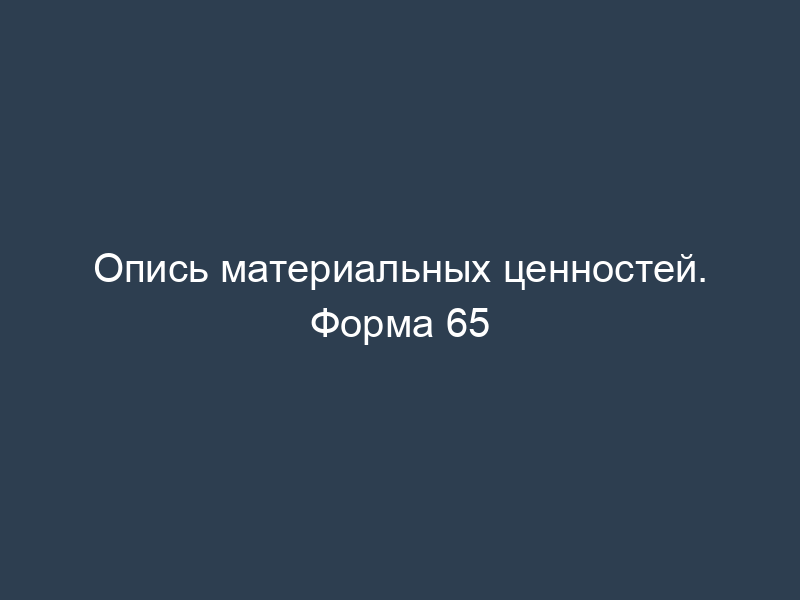 Опись материальных ценностей. Форма 65