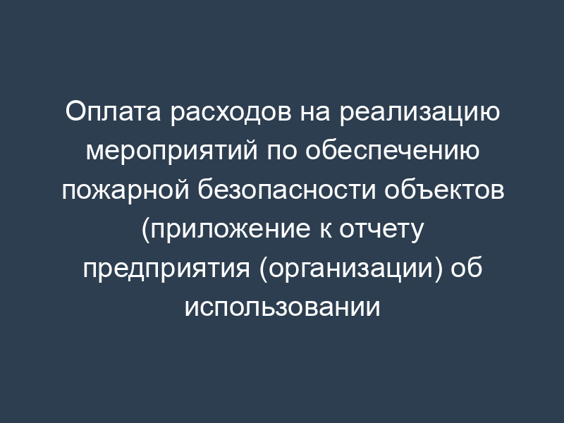 Оплата расходов на реализацию мероприятий по обеспечению пожарной безопасности объектов (приложение к отчету предприятия (организации) об использовании субсидии)