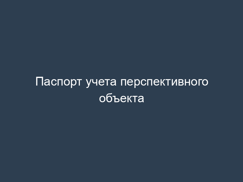 Паспорт учета перспективного объекта