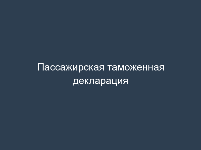 Пассажирская таможенная декларация