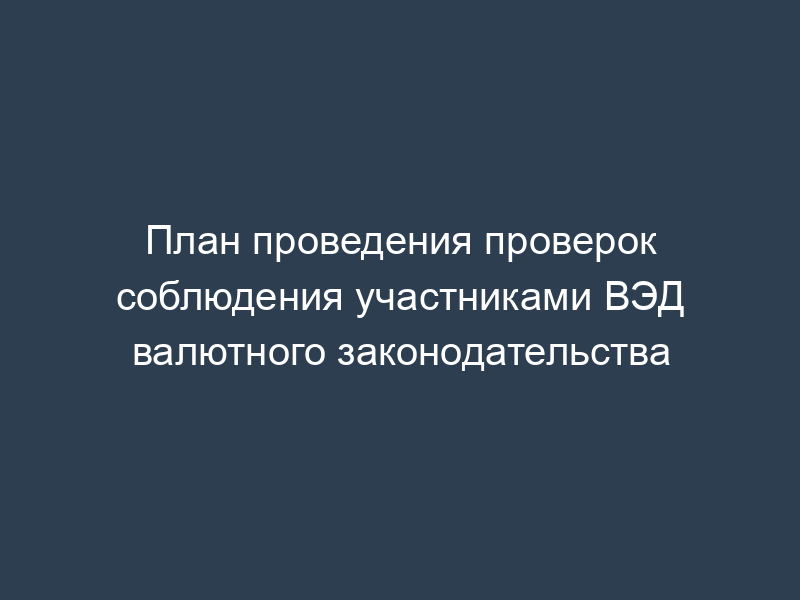 План проведения проверок соблюдения участниками ВЭД валютного законодательства