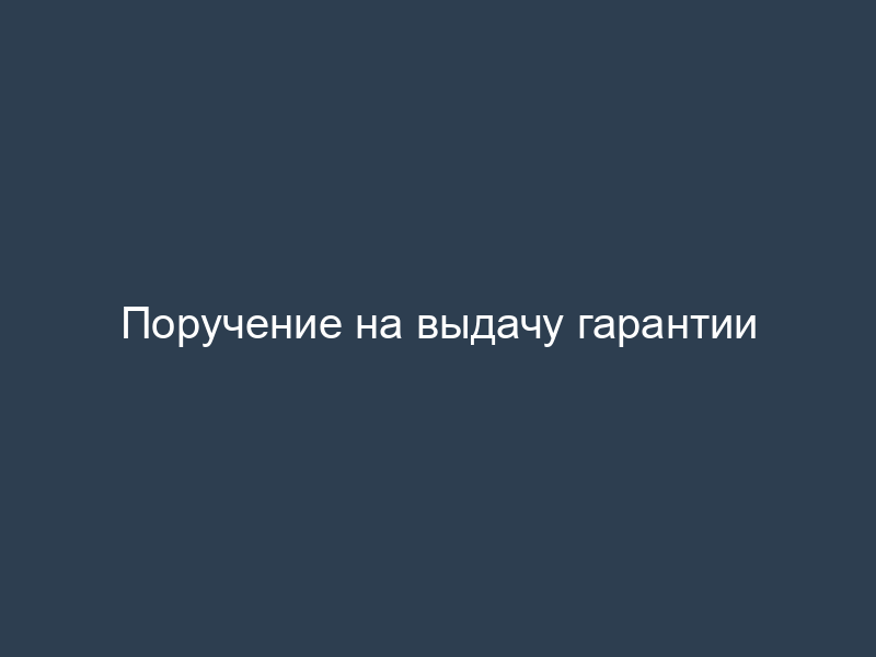 Поручение на выдачу гарантии