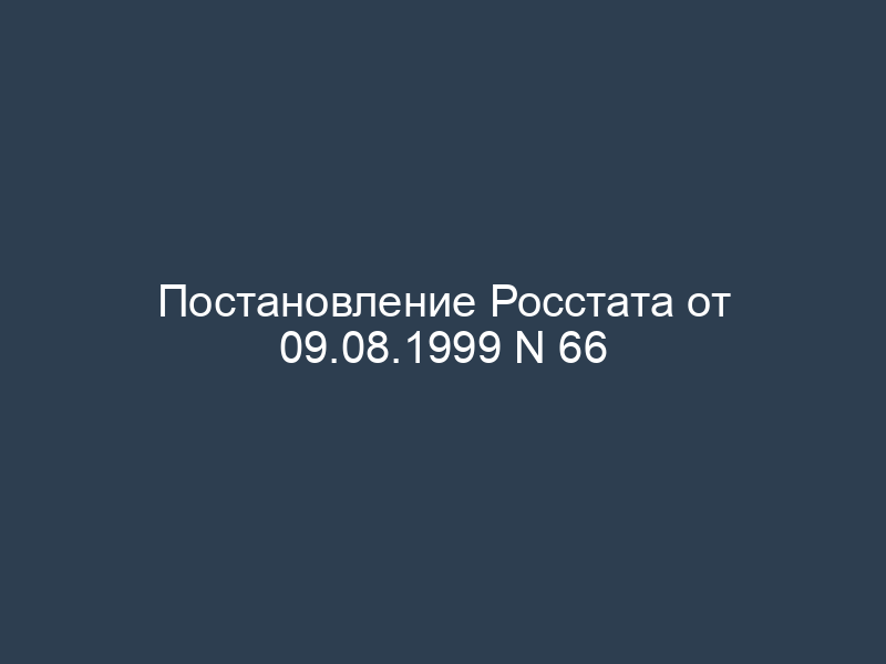 Постановление Росстата от 09.08.1999 N 66