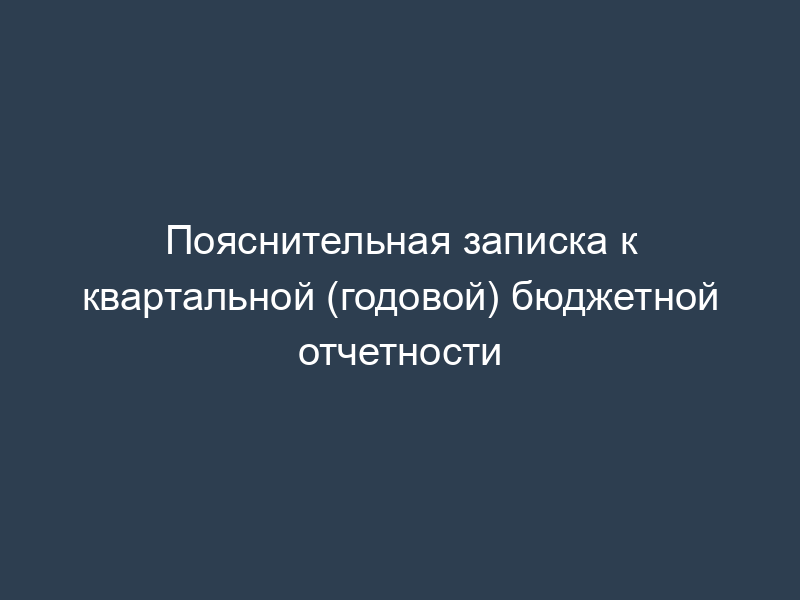 Пояснительная записка к квартальной (годовой) бюджетной отчетности