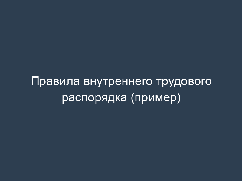 Правила внутреннего трудового распорядка (пример)