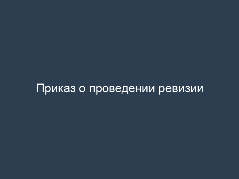 Приказ о проведении ревизии