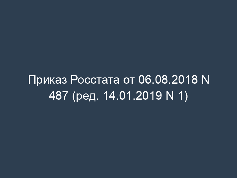 Приказ Росстата от 06.08.2018 N 487 (ред. 14.01.2019 N 1)