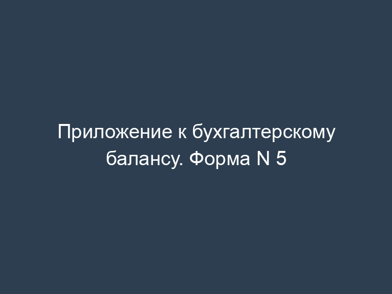 Приложение к бухгалтерскому балансу. Форма N 5